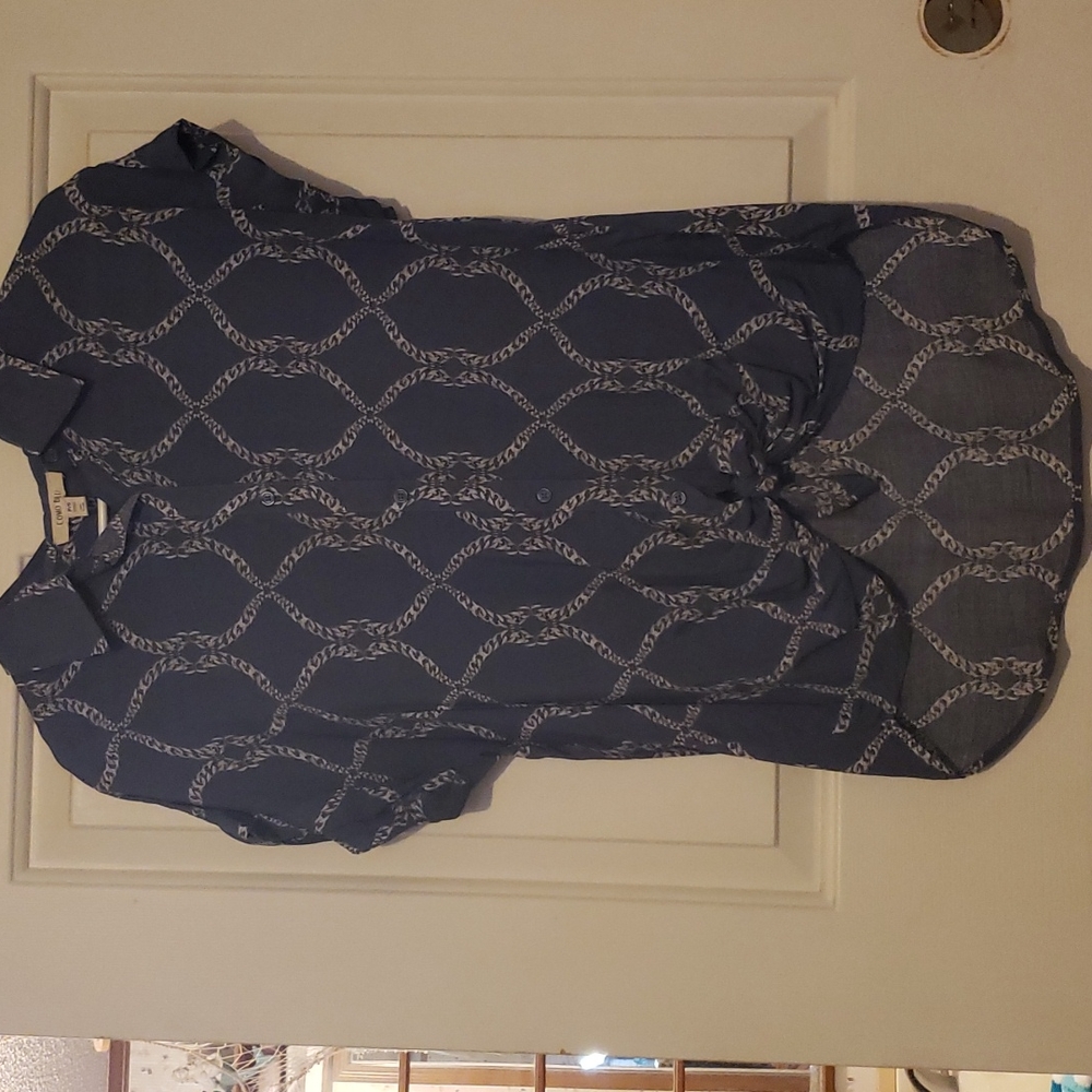 Blue button up top